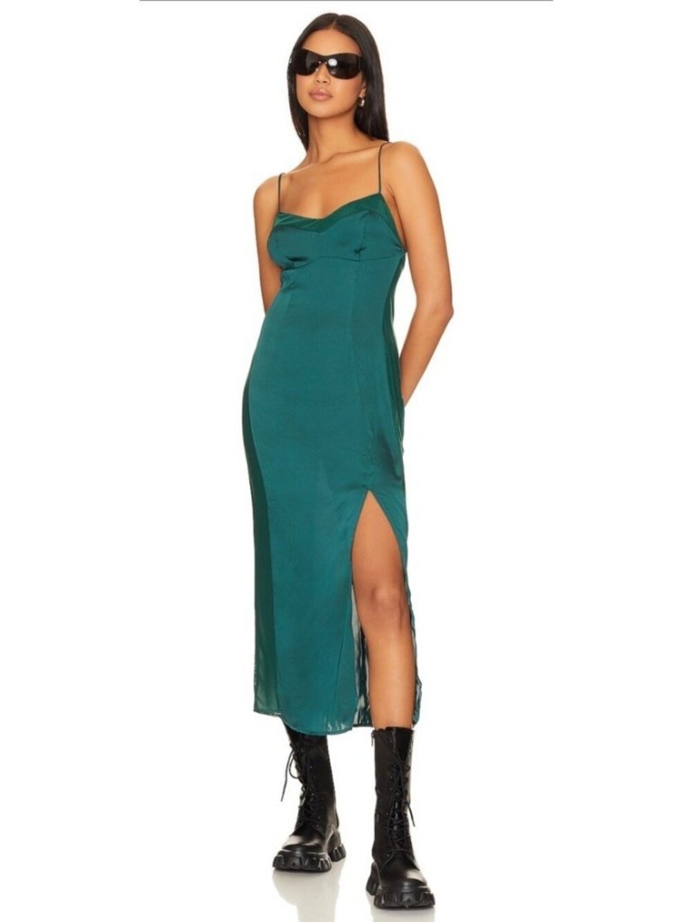 Free People Intimately City Cool Green Sleeveless Midi Slip Dress Size Small